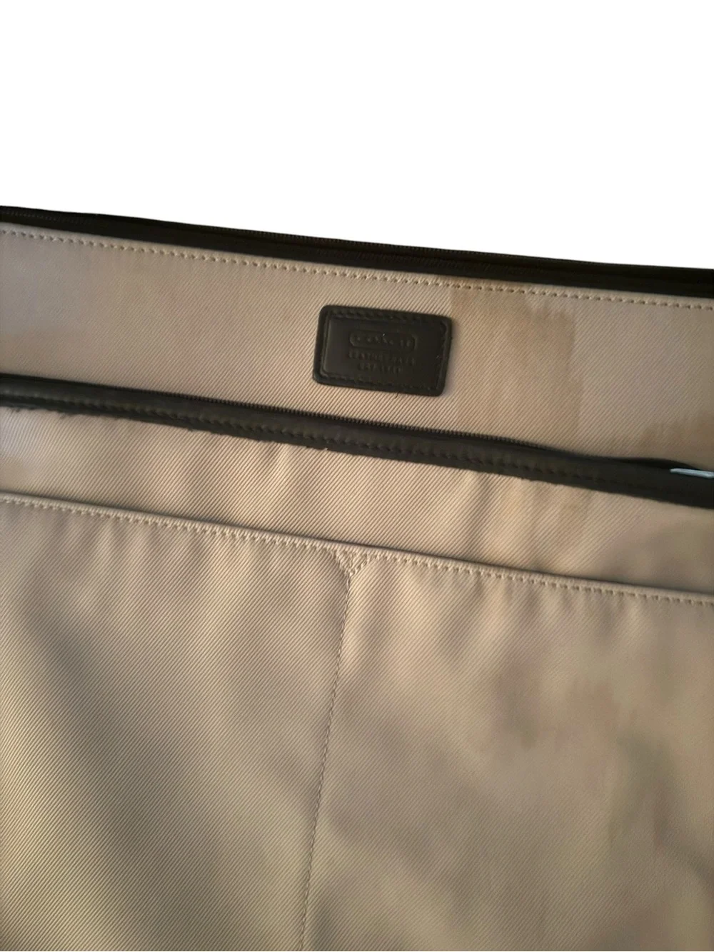 Coach Beige Crossbody Bag with Black Trim